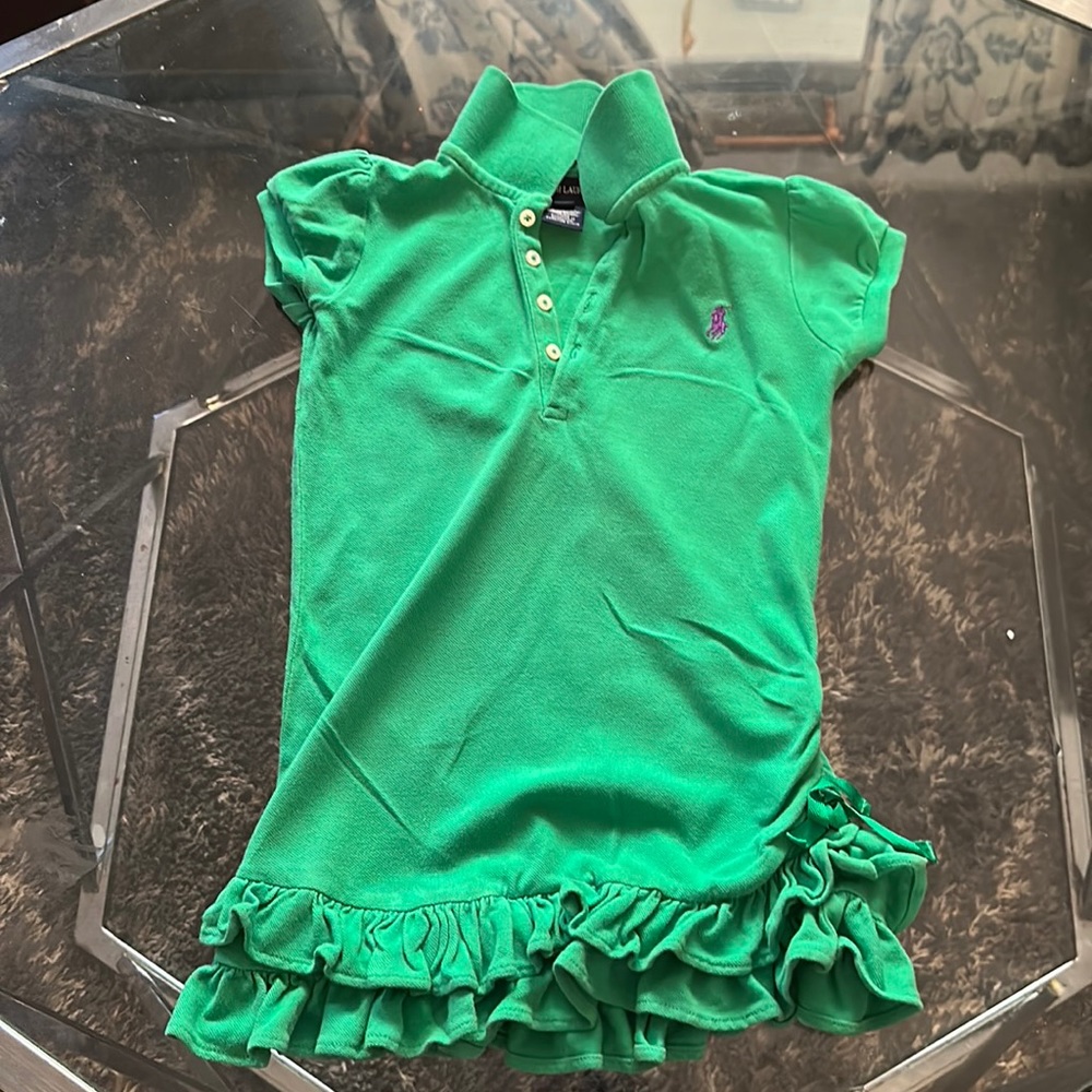Polo by Ralph Lauren Green Ruffle Hem Polo Dress